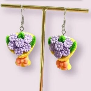 ❤️ FREE Bouquet Flower Daisy Bow Hipster Chic Plant Drop Art Artsy Chic Earrings